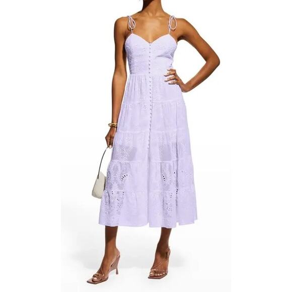 Alice & Olivia Shanti Embroidered Button Front Dress in Lavender Sz. 8 - Picture 1 of 7